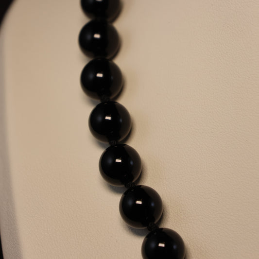 Halfedelsteen Onyx Halssnoer met zilveren slot 00235201