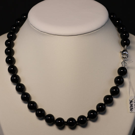 Halfedelsteen Onyx Halssnoer met zilveren slot 00235201