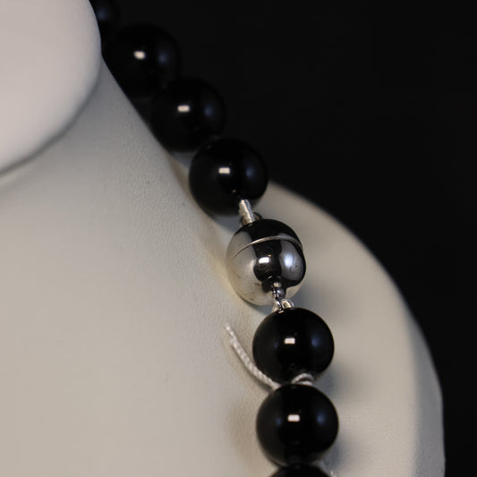 Halfedelsteen Onyx Halssnoer met zilveren magneetslot 00235201/b