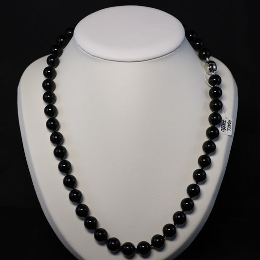 Halfedelsteen Onyx Halssnoer met zilveren magneetslot 00235201/b