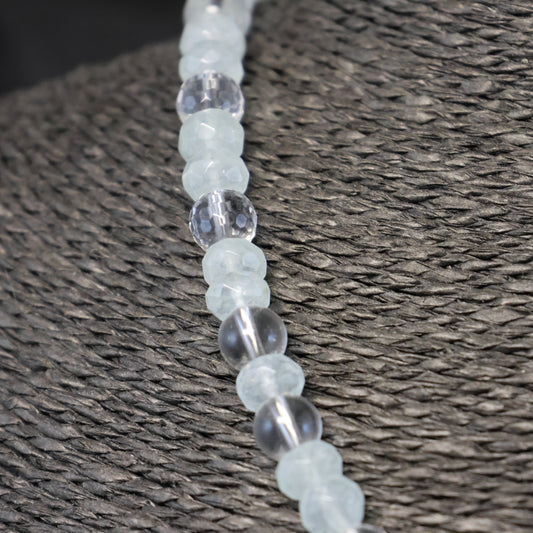Bergkristal & Aquamarijn Halssnoer met zilveren slot