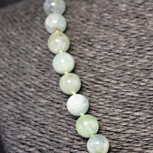 Halfedelsteen Groene agaat Halssnoer met zilveren magneetslot