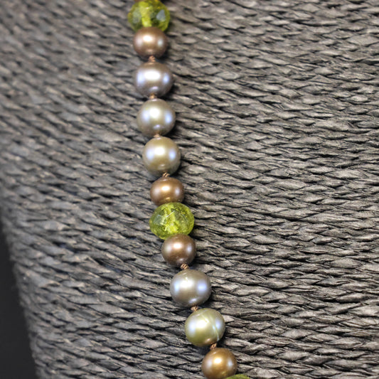 Verschillende stenen & Parels Halssnoer met zilveren slot