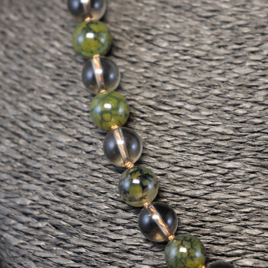 Rookkwarts & Spinnenagaat Halssnoer met zilveren slot