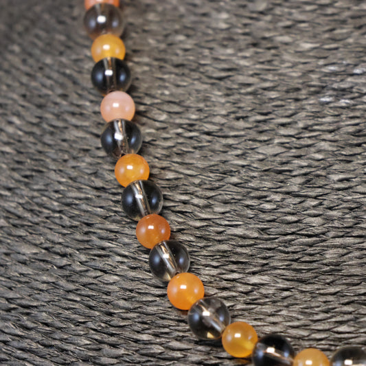 Chalcedon & Rookkwarts Halssnoer met zilveren slot