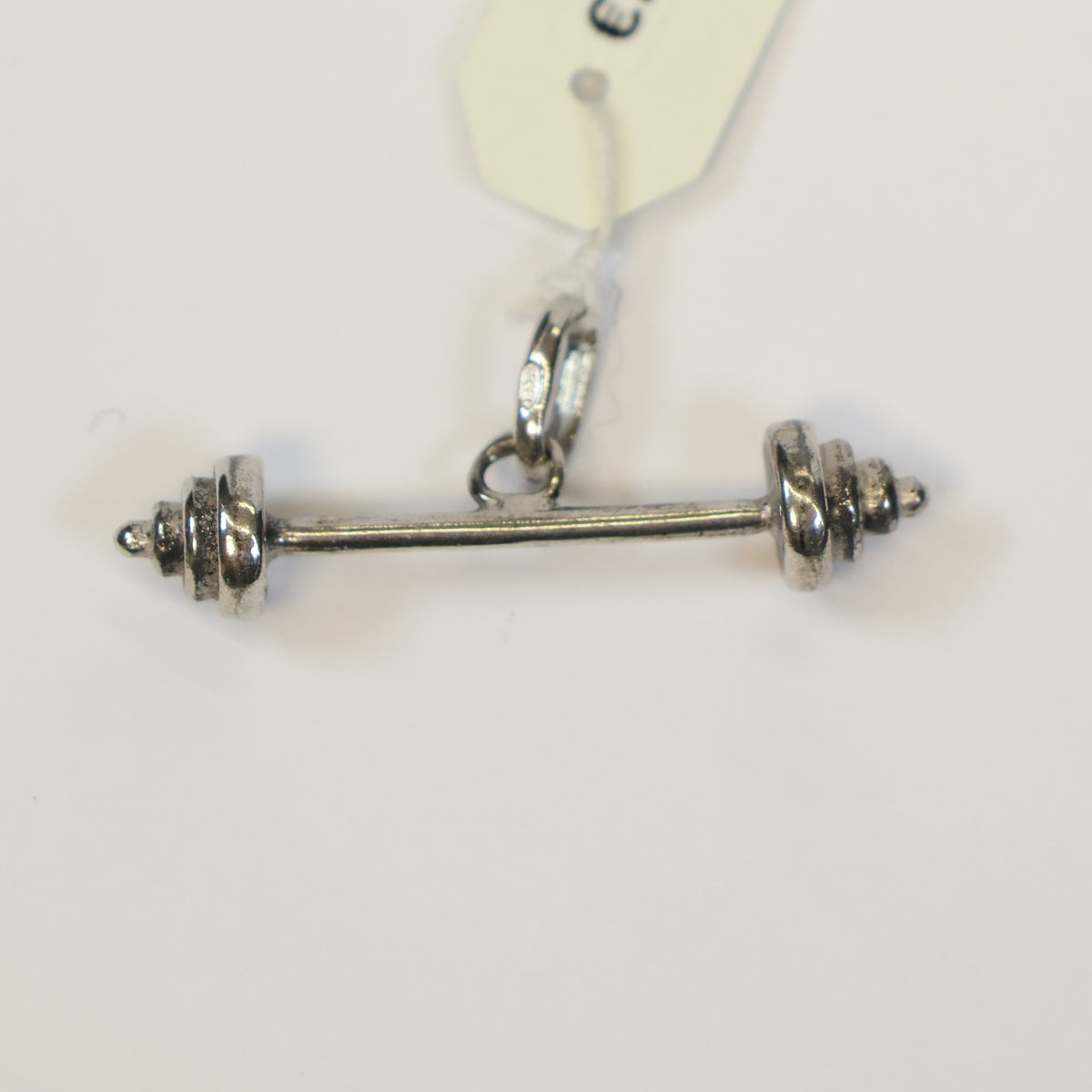 Zilveren barbell hangertje