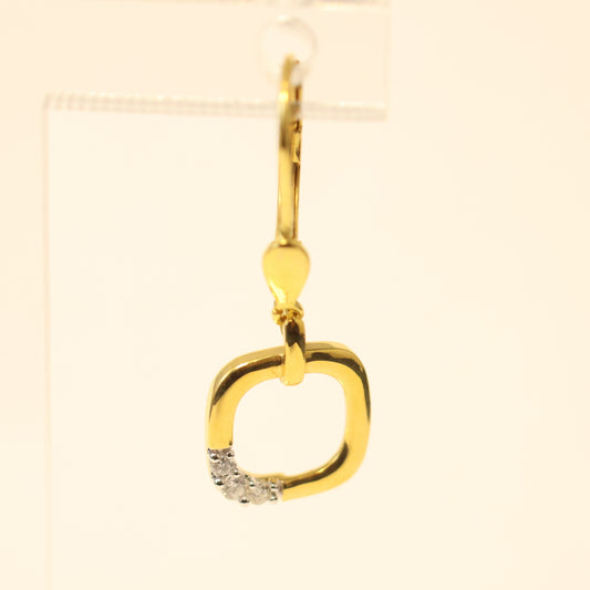 Hangoorbellen vierkant geel goud met briljant 065020/A