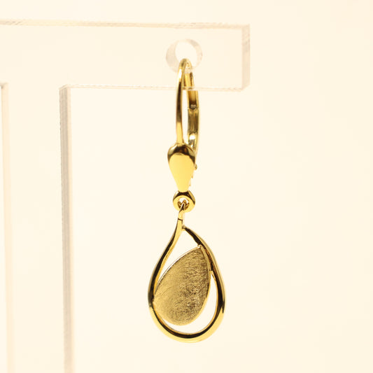 18KT geel gouden blad hangoorbellen 066679