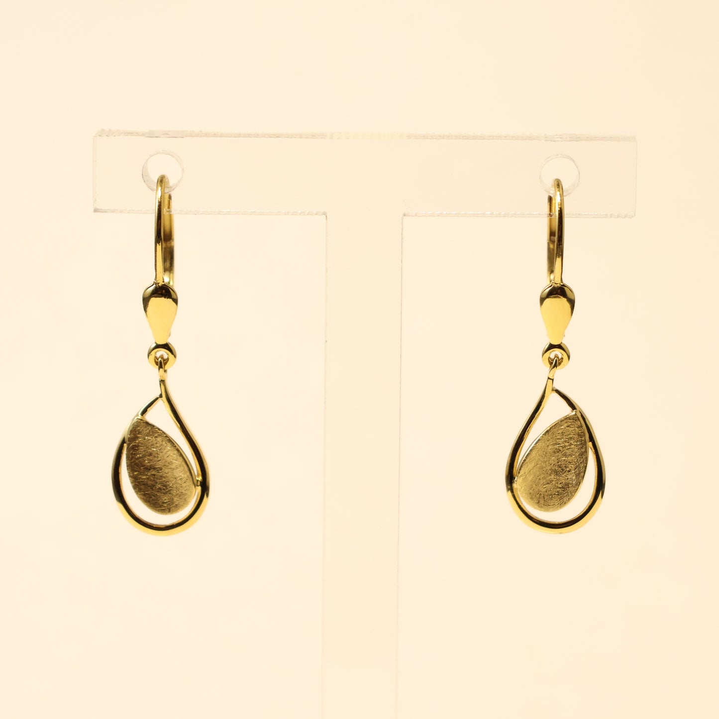 18KT geel gouden blad hangoorbellen 066679