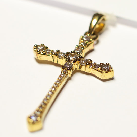 My imenso ODM vergulde zilveren Christelijk kruis hanger 33695