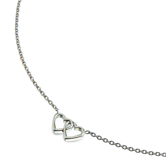 Boccia Titanium Halsketting met hartjes tussenstuk 08023-01