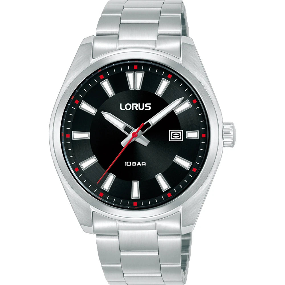 Lorus RH917SX9 horloge stalen band black dial
