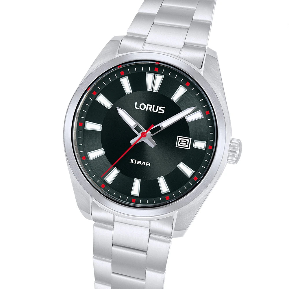Lorus RH917SX9 horloge stalen band black dial