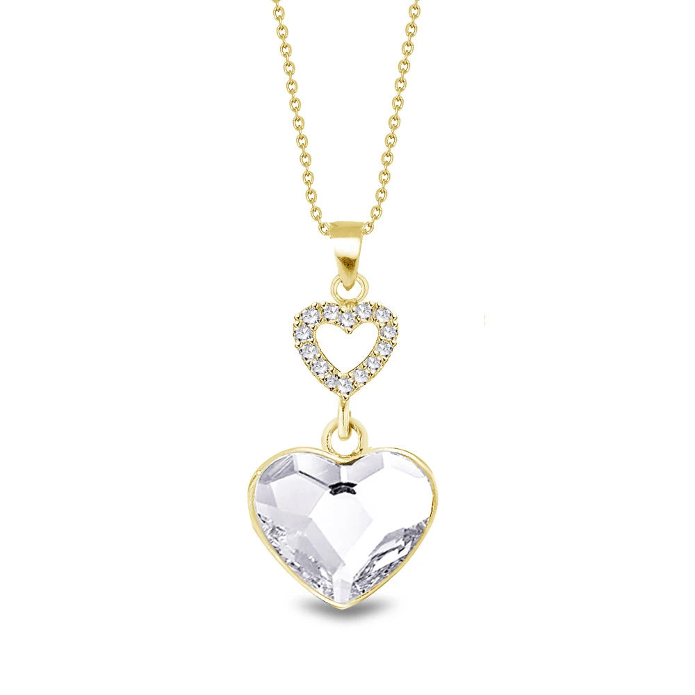 Spark Lovelight vergulde zilveren ketting met kristal hartje NCG280814C