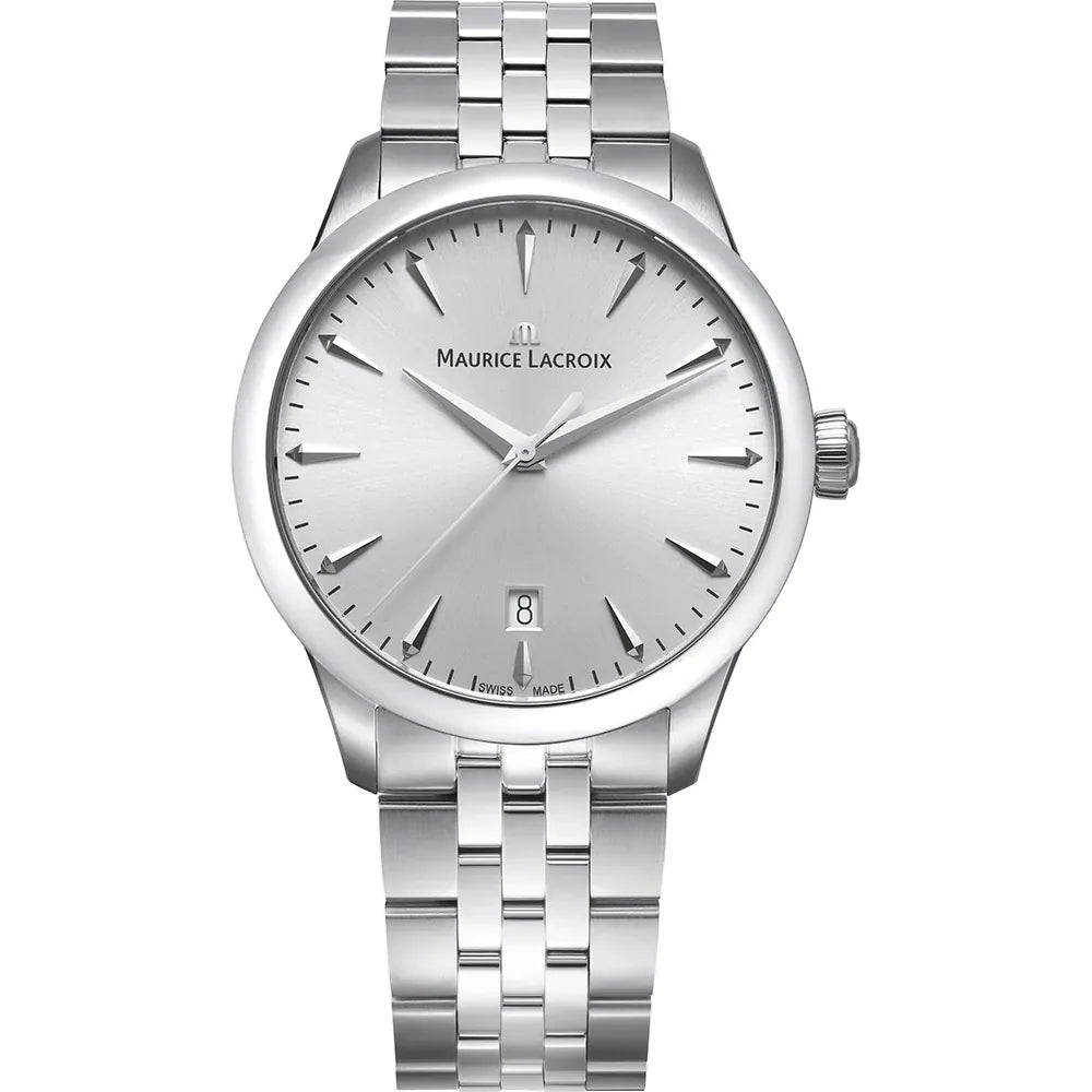 Maurice Lacroix 1975 Quartz Date 39mm 751007-SS002-130-1 stalen band zilveren wijzerplaat