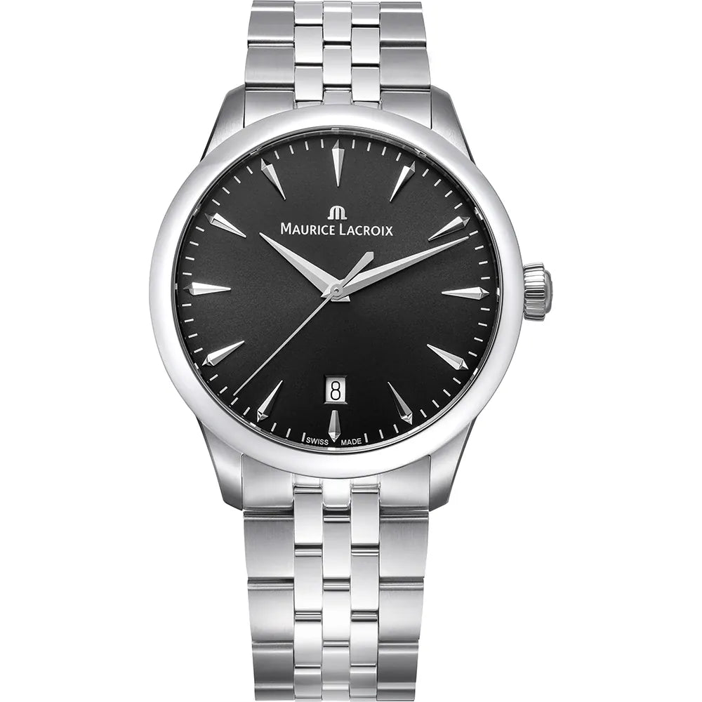 Maurice Lacroix 1975 Quartz Date 39mm 751007-SS002-330-1 stalen band zwarte wijzerplaat