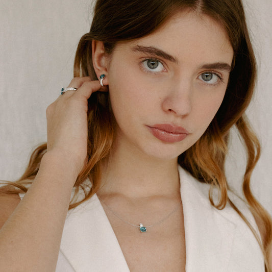 Naiomy silver zilveren ketting met Blauwe hanger N4F55