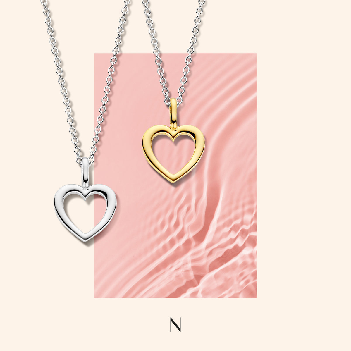 Naiomy silver zilveren ketting met verguld zilver Hartje N3O52