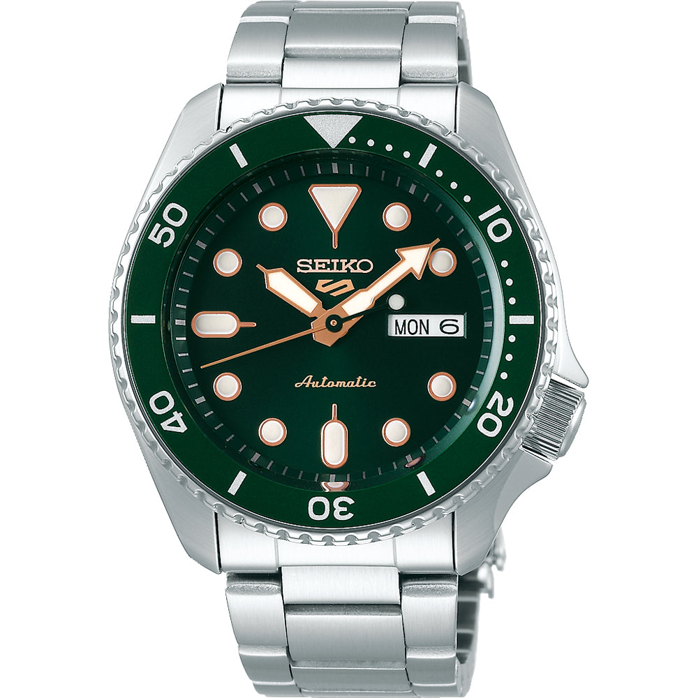 Seiko 5 Sports SRPD63K1 groen & rosé wijzerplaat Herenhorloge