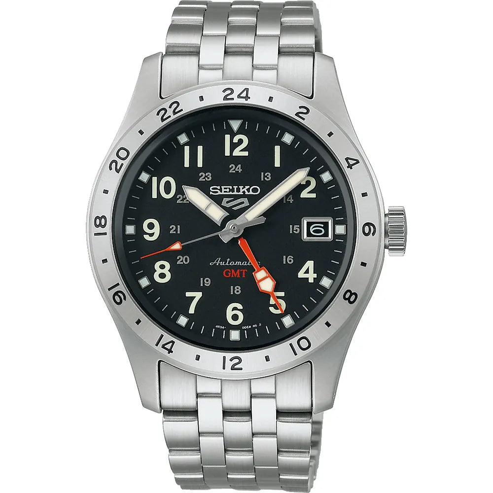 Seiko GMT 5 Sports SSK023K1 zwarte wijzerplaat/Arabische cijfers Horloge