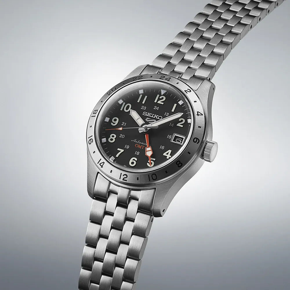 Seiko GMT 5 Sports SSK023K1 zwarte wijzerplaat/Arabische cijfers Horloge