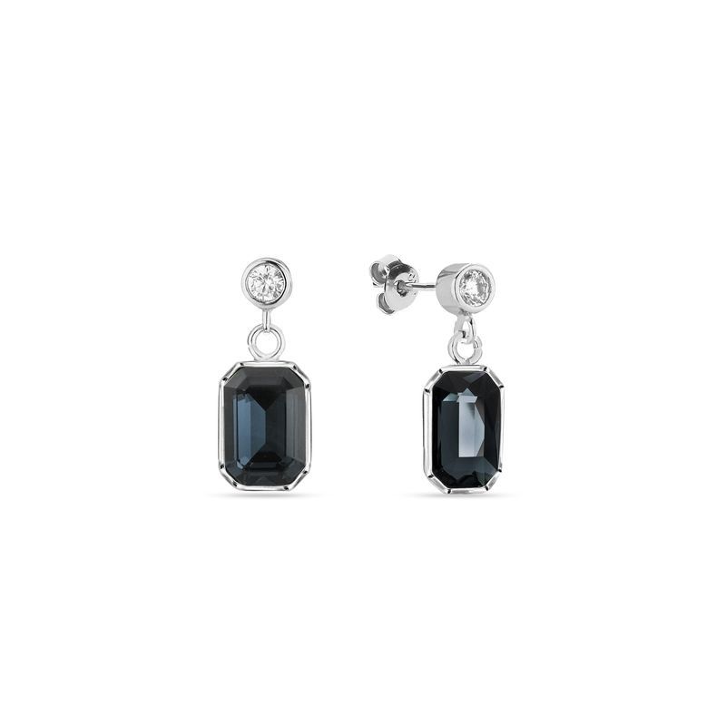 Spark Zilveren Hangoorbellen zwarte Swarovski kristal KC26028GT