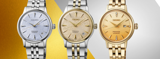 banner met een goudkleurige seiko en een zilverkleurige seiko voor de blogpost gouden horloges of zilveren horloges