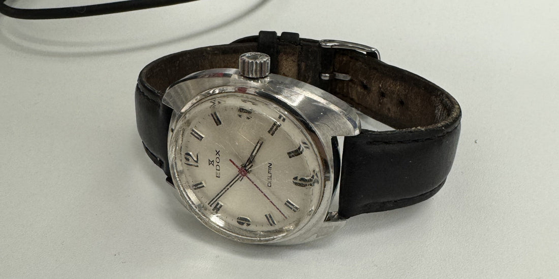 afbeelding van de vintage Edox Delfin AS1950 in revisie
