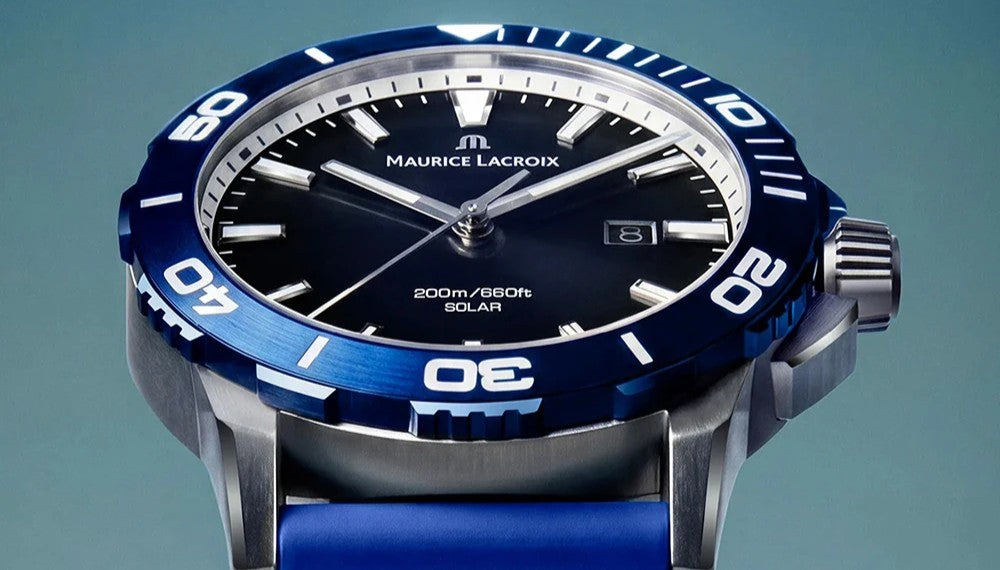 maurice lacroix pontos solar horloge met blauwe rubberen band