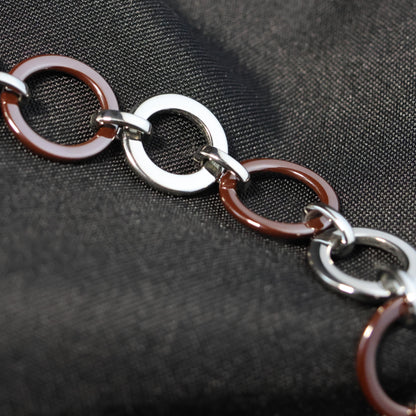 Roestvrij Stalen Armband ronde zilver en bordeaux rode schakels RY174
