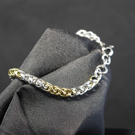 Roestvrij Stalen Armband fijne bicolor schakels RY326