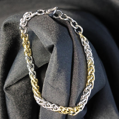 Roestvrij Stalen Armband fijne bicolor schakels RY326