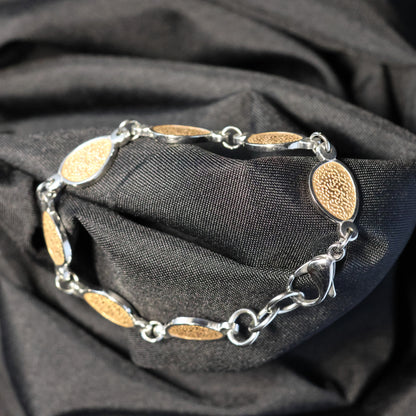 Roestvrij Stalen Armband zilverkleurige schakels met rosé accenten