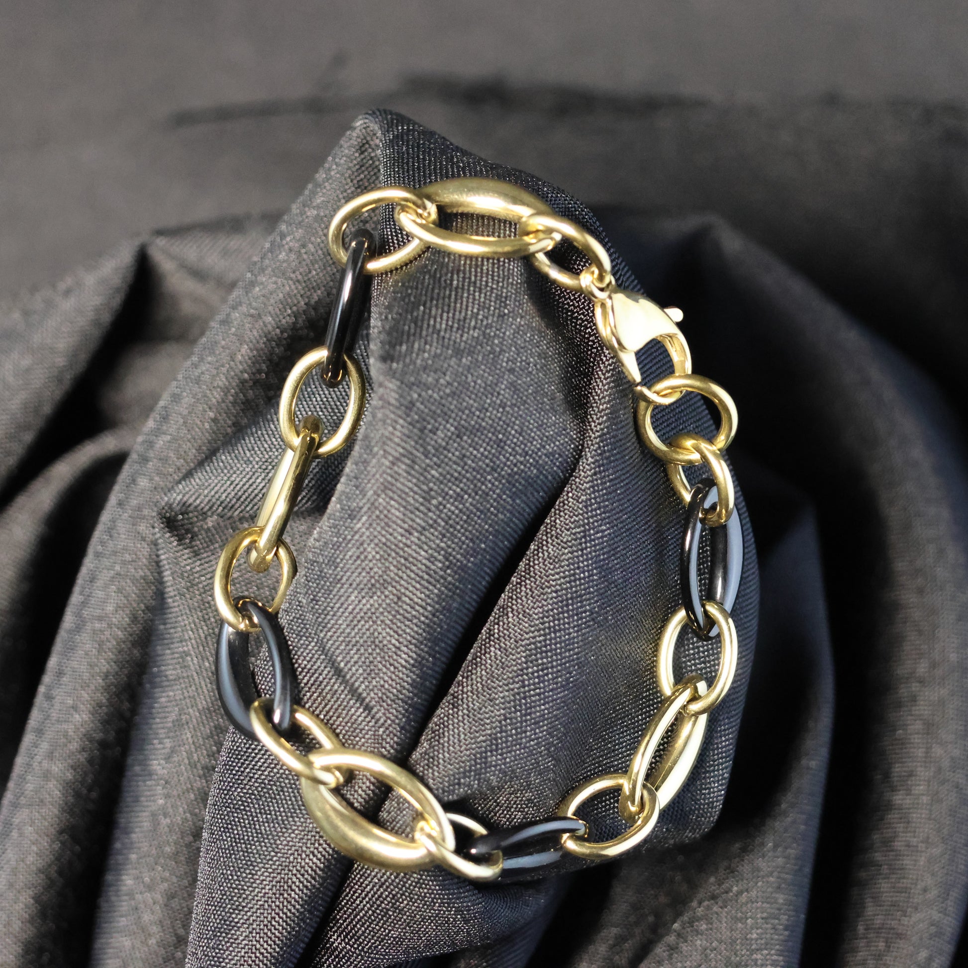Roestvrij Stalen Armband gouden en zwarte schakels RY247