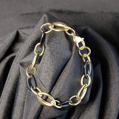 Roestvrij Stalen Armband gouden en zwarte schakels RY247