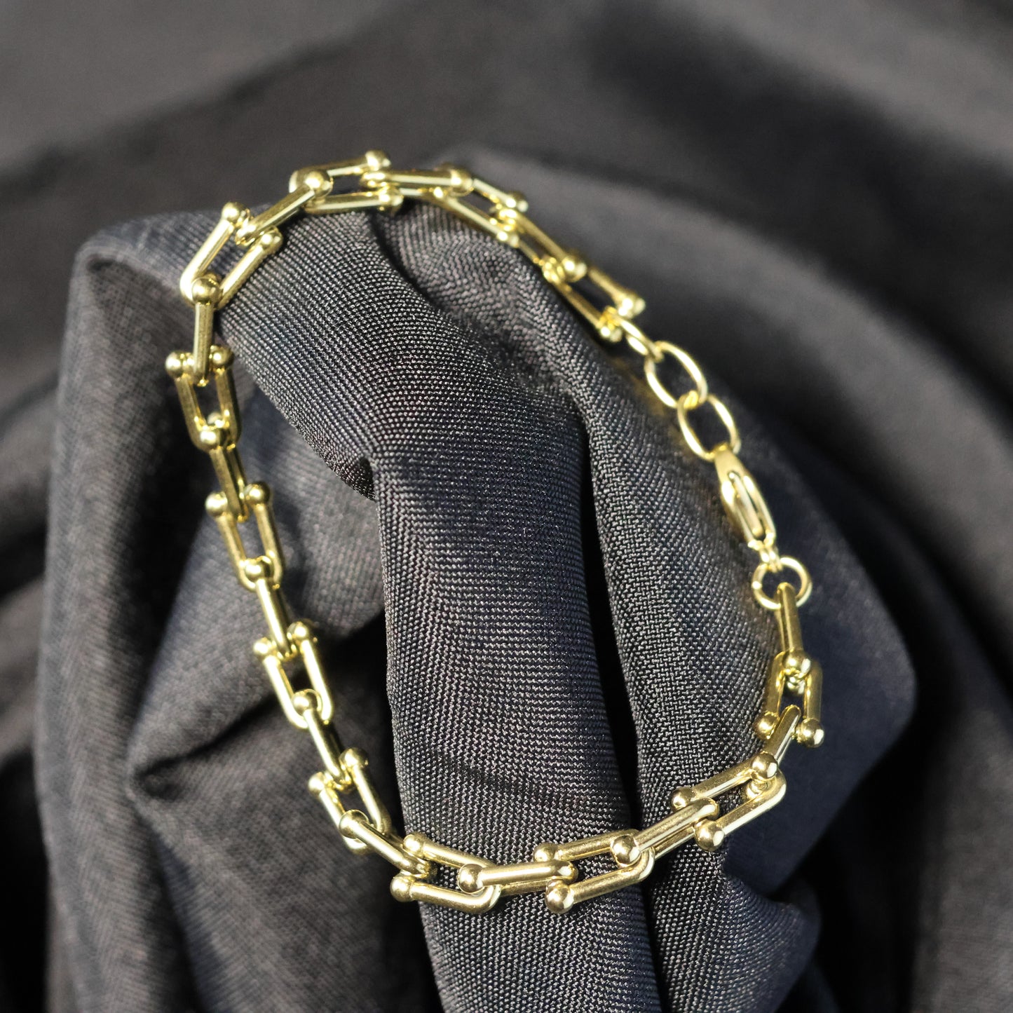 Roestvrij Stalen Armband kleine gele schakels RY286