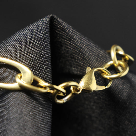 Roestvrij Stalen Armband fijne gele ovalen fantasie schakels RY173