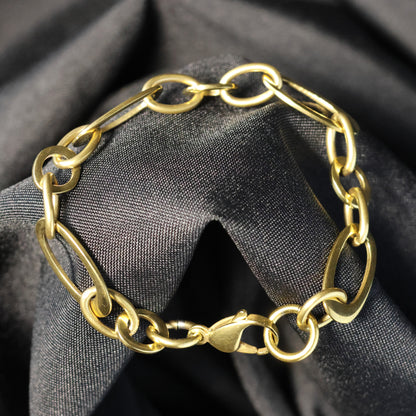 Roestvrij Stalen Armband fijne gele ovalen fantasie schakels RY173