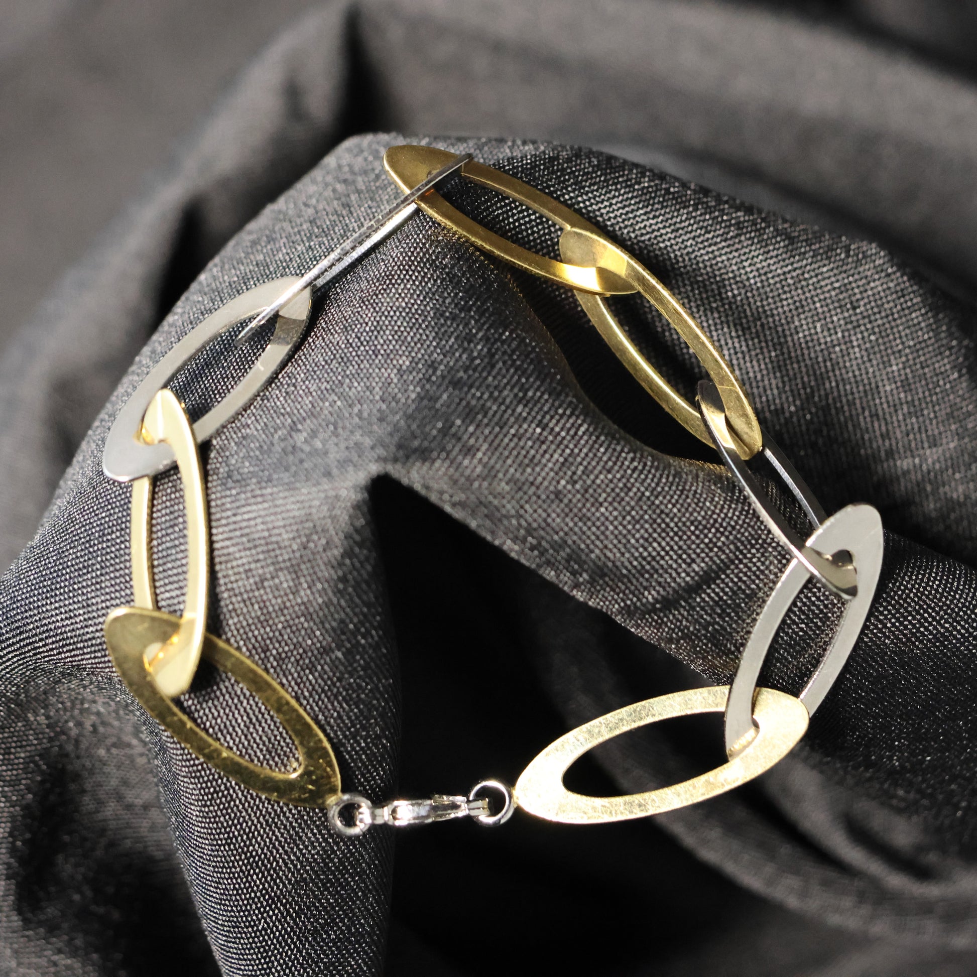 Roestvrij Stalen Armband bicolor ovalen fantasie RY38