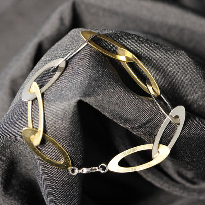 Roestvrij Stalen Armband bicolor ovalen fantasie RY38