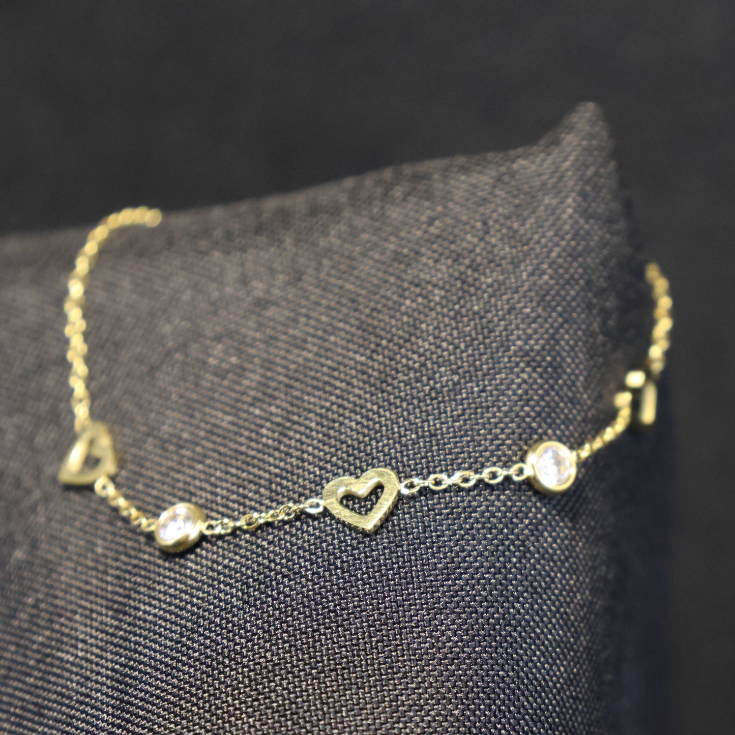 Roestvrij Stalen gele fantasie Armband met hartjes en zirconia 
