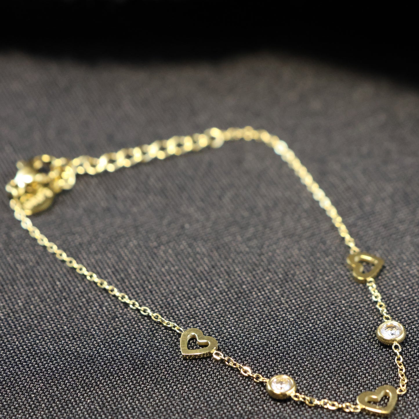 Roestvrij Stalen gele fantasie Armband met hartjes en zirconia 