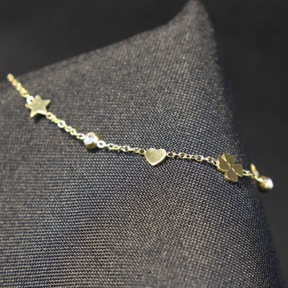 Roestvrij Stalen gele fantasie Armband klaver hartje ster