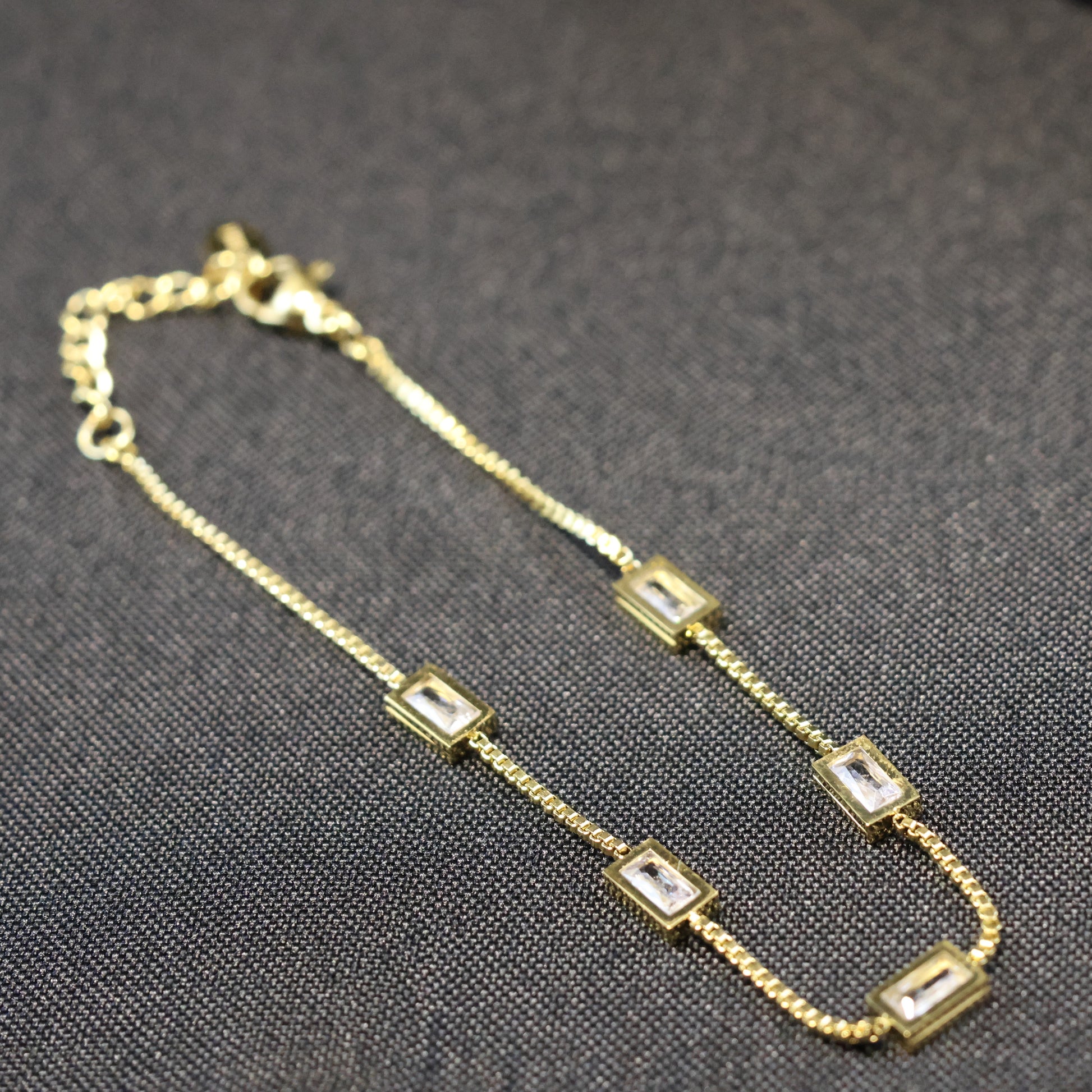Roestvrij Stalen gele fantasie Armband rechthoekige bedels met zirconia