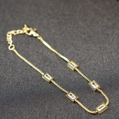 Roestvrij Stalen gele fantasie Armband rechthoekige bedels met zirconia