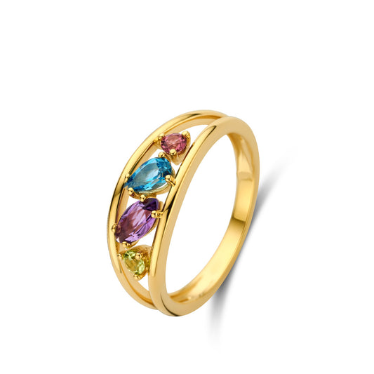 18kt geel gouden ring met kleurstenen 068253/4K