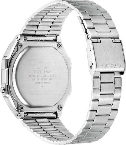 Casio horloge dames A168WA-8AYES vintage zilver creme dial