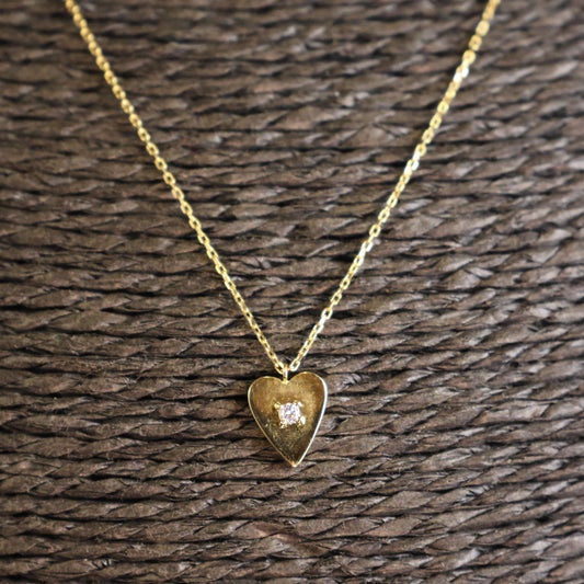 18 karaat geel gouden ketting hartje briljant 065940A
