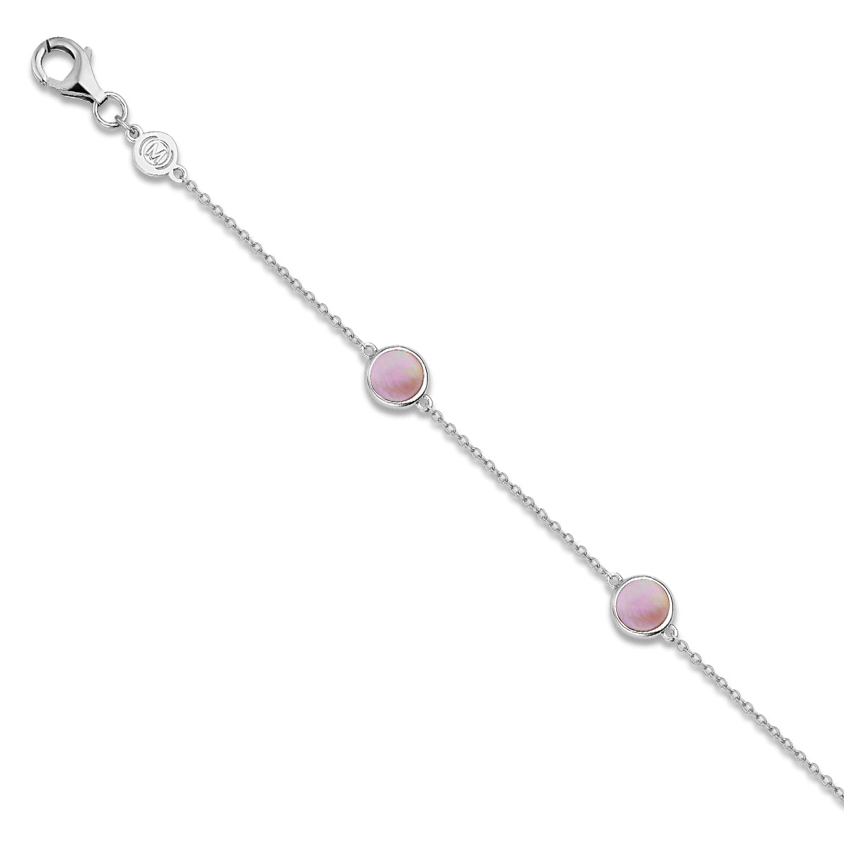 Naiomy Moments zilveren Armband met Roze Parelmoer B9M06