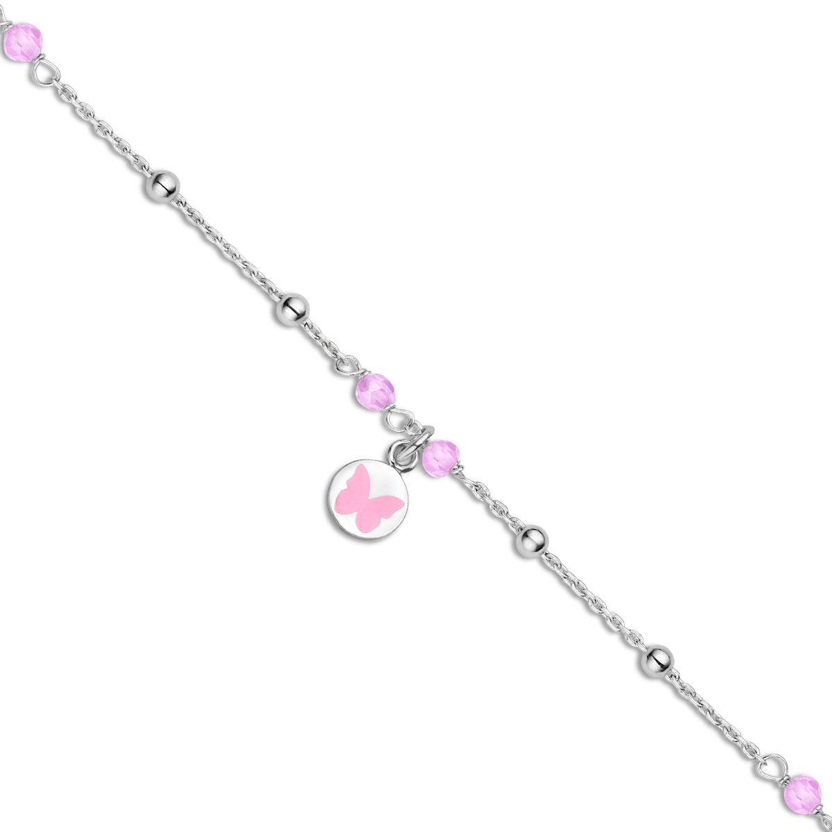 Naiomy Princess armband zilver roze vlinder PH061